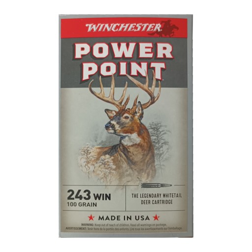Cartouches Winchester PowerPoint 100gr - calibre 243 Win