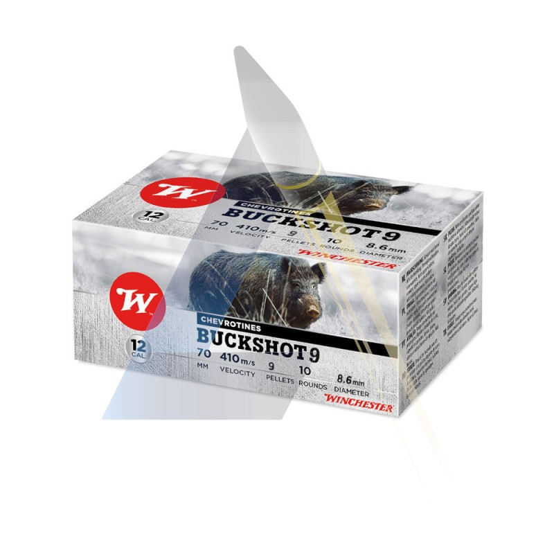 Chevrotines Winchester Buckshot 9 grains - calibre 12/70