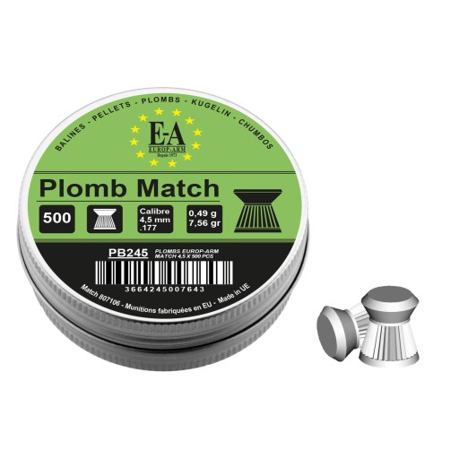 Boîte de 500 plombs Match plats - Calibre 4.5 mm 2
