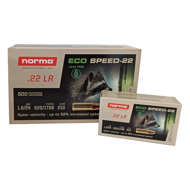 Cartouches Norma Eco Speed 24gr - calibre 22 LR