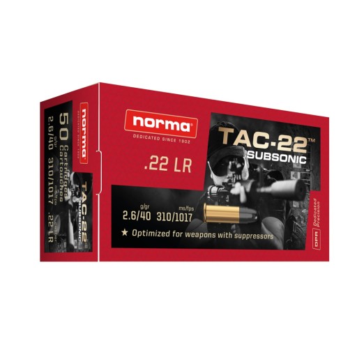 Cartouches Norma Tac-22 Subsonic 40gr - calibre 22 LR