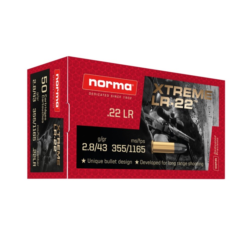 Cartouches Norma EXTREME LR-22 43gr - calibre...