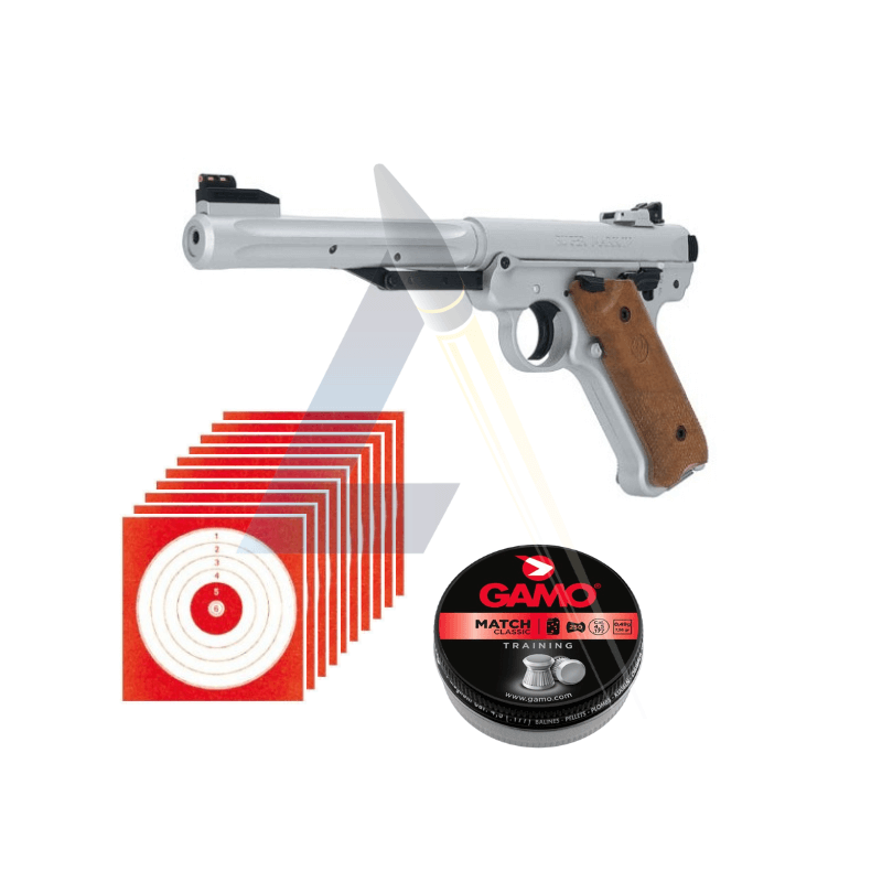 Pack Pistolet Ruger Mark IV Inox - calibre 4.5mm