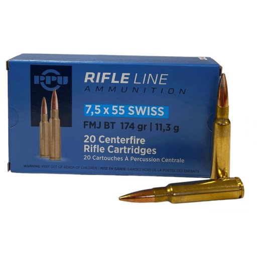 Boîte de 20 cartouches Partizan calibre 7,5x55 Swiss FMJ...