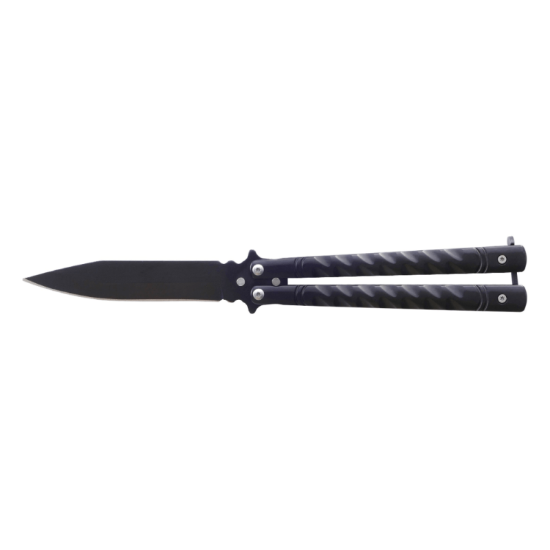Couteau Papillon Léopard Noir
