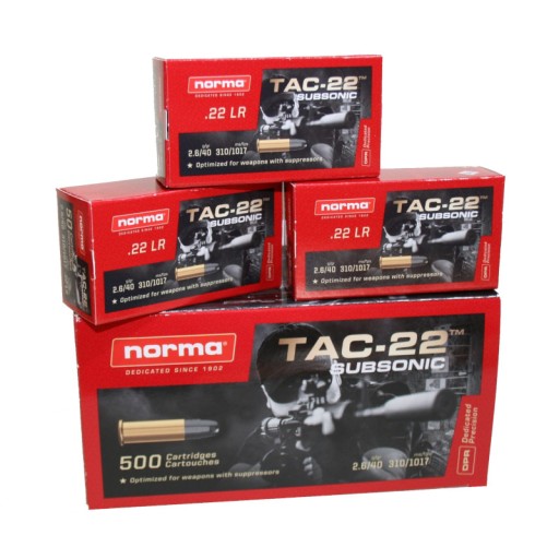 500 Cartouches Norma Tac-22 Subsonic 40gr - calibre 22 LR