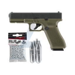 Pack Pistolet Glock 17 Gen5 Battlefield Green 3J - calibre 4,5mm BBs