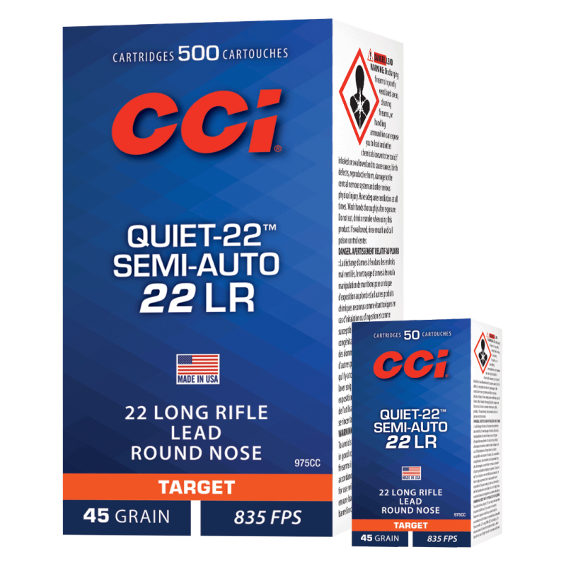 500 Cartouches CCI Quiet-22 Semi-auto - calibre 22LR