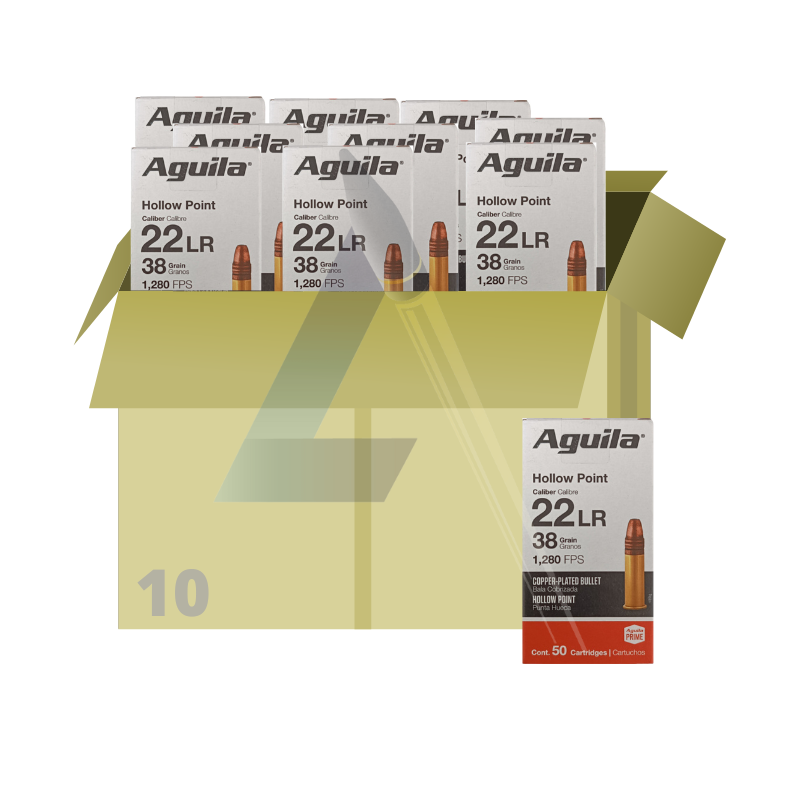 500 Cartouches Aguila HVHP 38gr - calibre 22LR