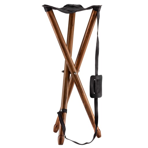 Siège Trépied en bois et cuir